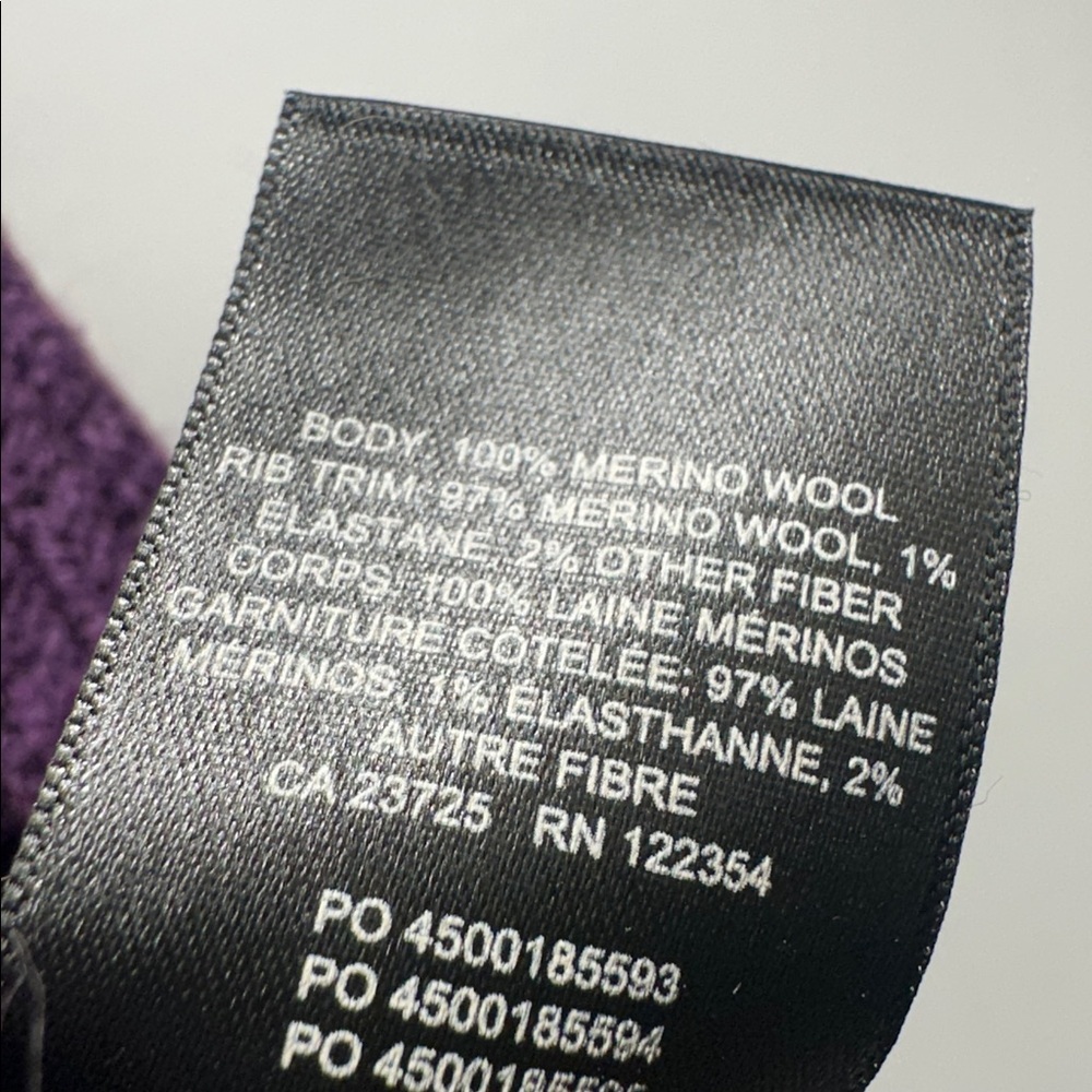 Aritzia Babaton Sweater Top Long Sleeve Knit Wool V Neck Ribbed Purple Medium - Picture 6 of 7